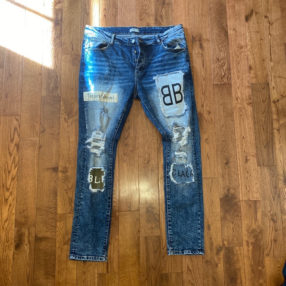 Balenciaga Distressed Patchwork Skinny Jeans